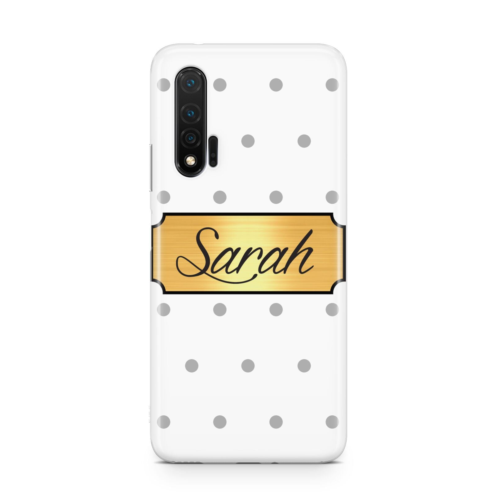 Personalised Grey Dots Gold With Name Huawei Nova 6 Phone Case