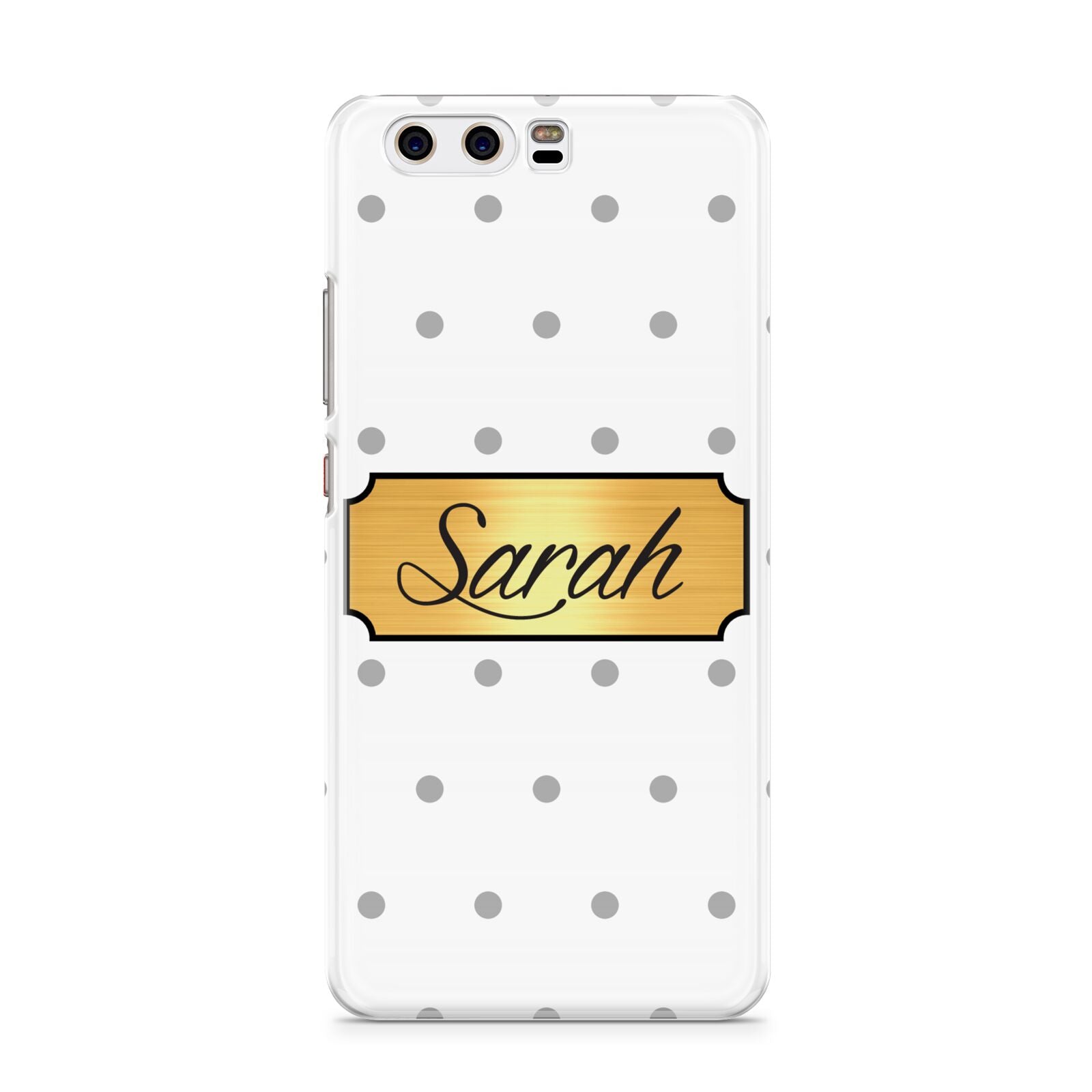 Personalised Grey Dots Gold With Name Huawei P10 Phone Case