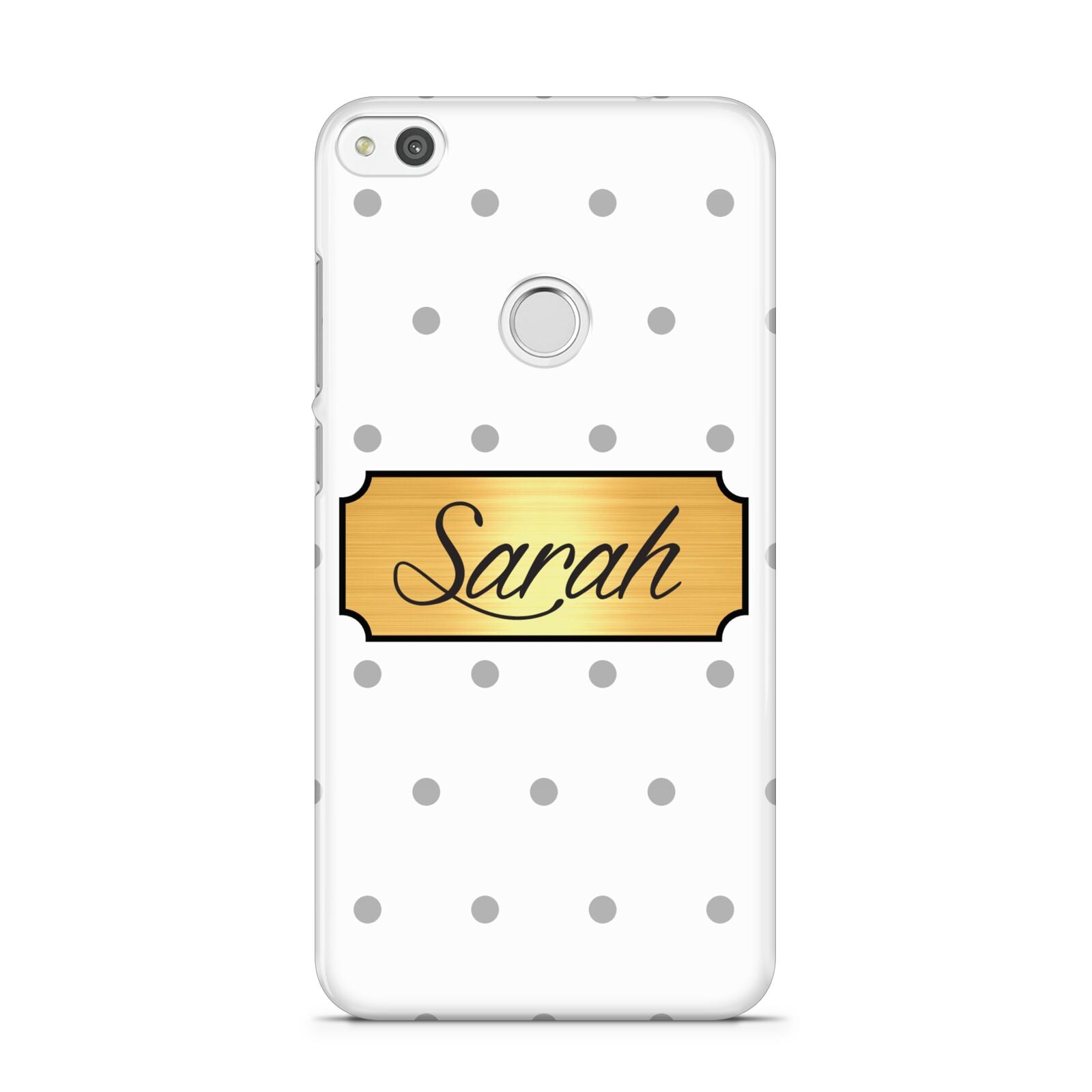 Personalised Grey Dots Gold With Name Huawei P8 Lite Case