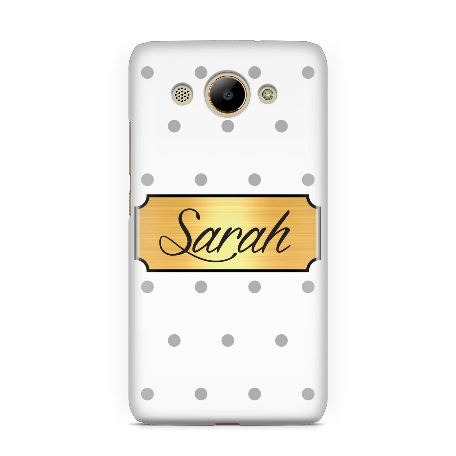 Personalised Grey Dots Gold With Name Huawei Y3 2017