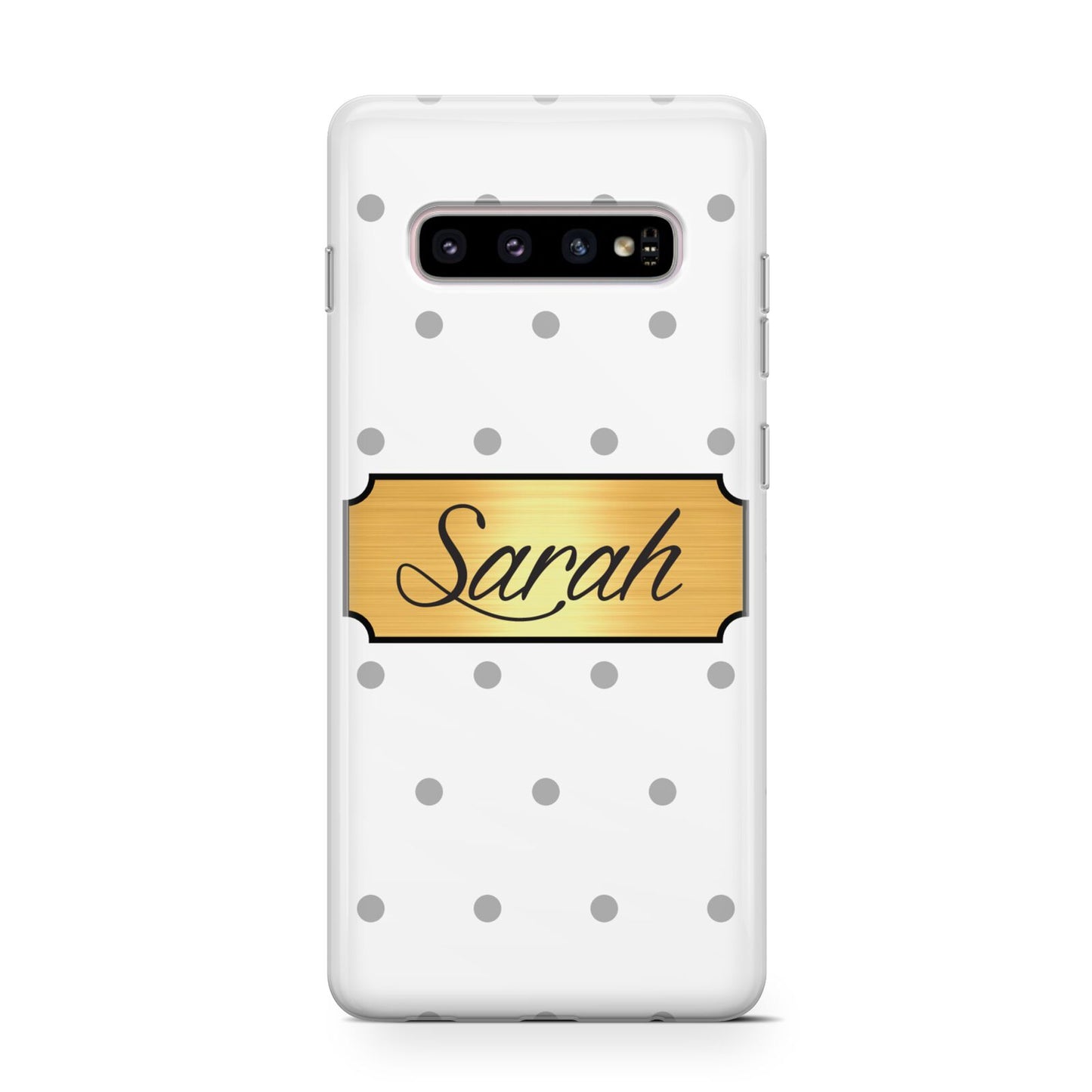 Personalised Grey Dots Gold With Name Protective Samsung Galaxy Case