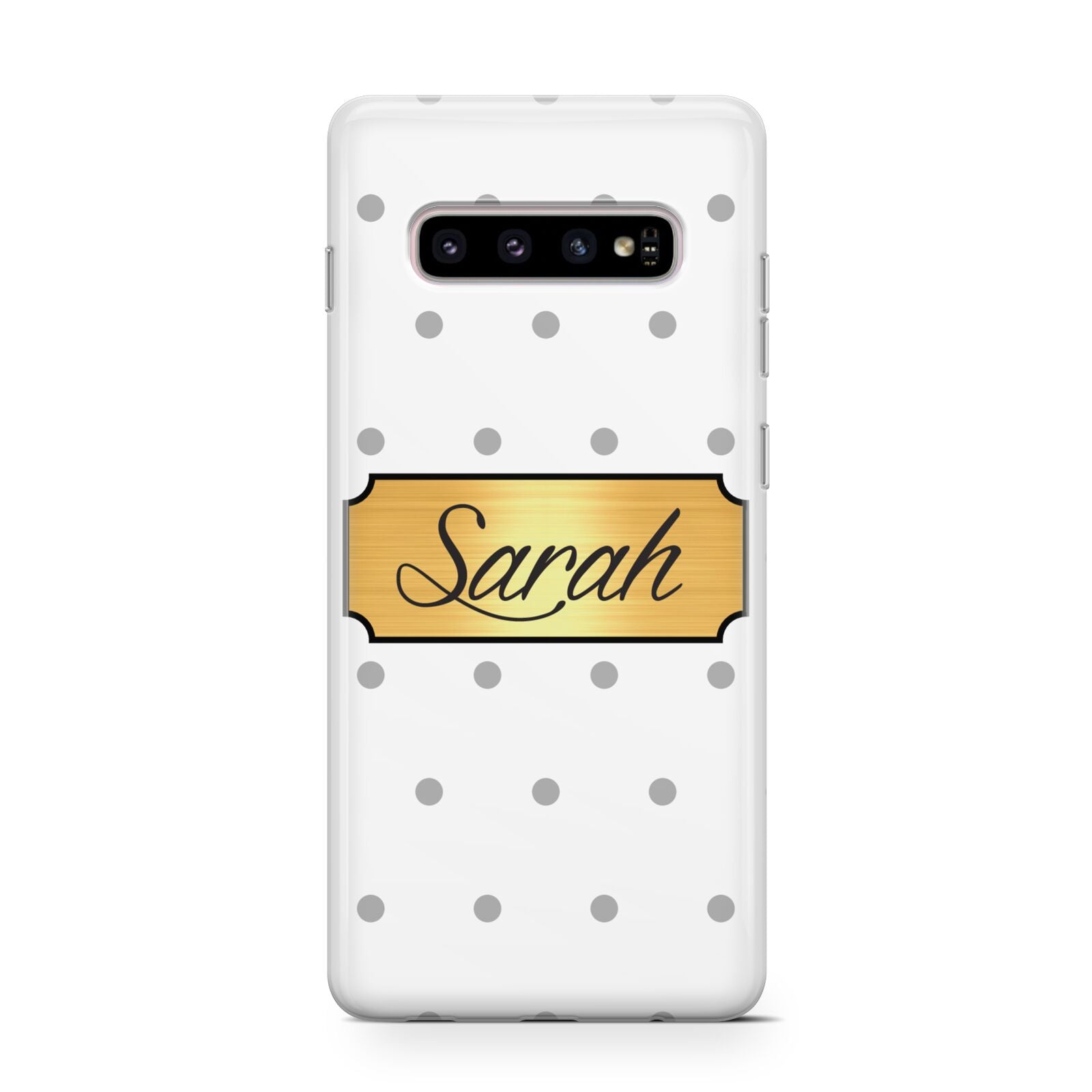 Personalised Grey Dots Gold With Name Protective Samsung Galaxy Case