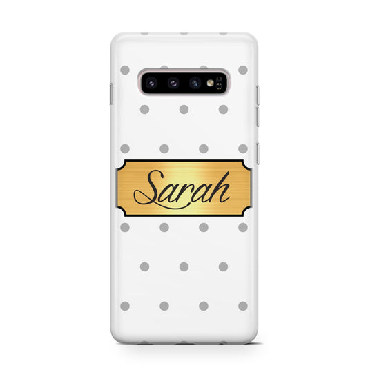 Personalised Grey Dots Gold With Name Protective Samsung Galaxy Case