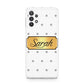 Personalised Grey Dots Gold With Name Samsung A32 5G Case