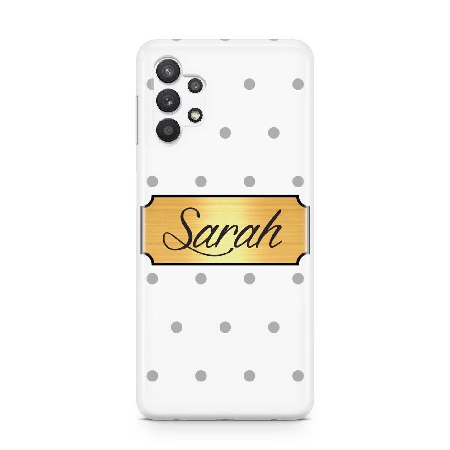 Personalised Grey Dots Gold With Name Samsung A32 5G Case