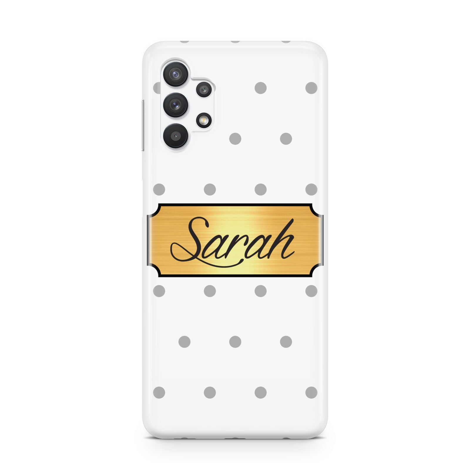 Personalised Grey Dots Gold With Name Samsung A32 5G Case