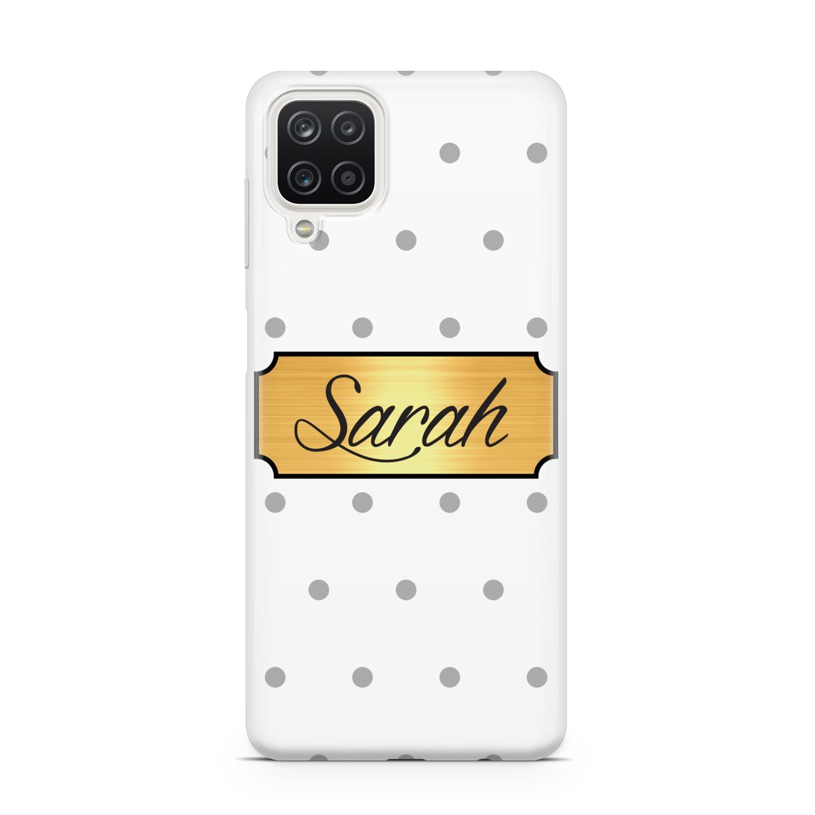 Personalised Grey Dots Gold With Name Samsung M12 Case
