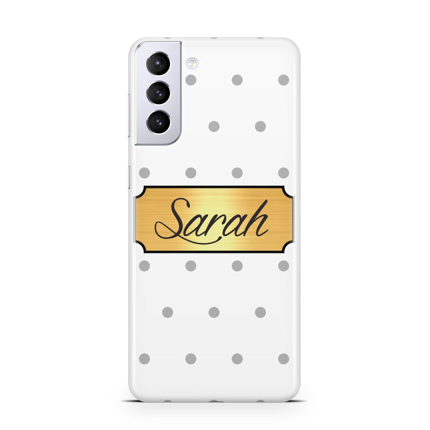 Personalised Grey Dots Gold With Name Samsung S21 Plus Case