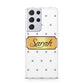 Personalised Grey Dots Gold With Name Samsung S21 Ultra Case