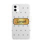 Personalised Grey Dots Gold With Name iPhone 11 3D Snap Case