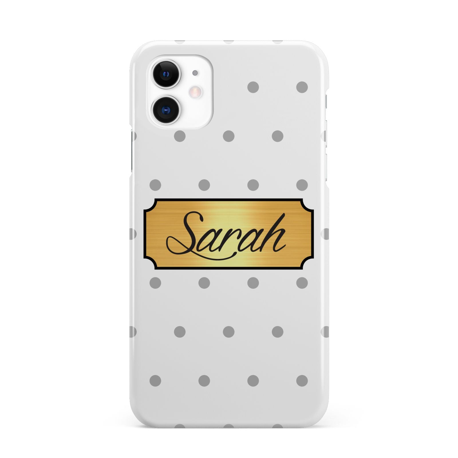 Personalised Grey Dots Gold With Name iPhone 11 3D Snap Case