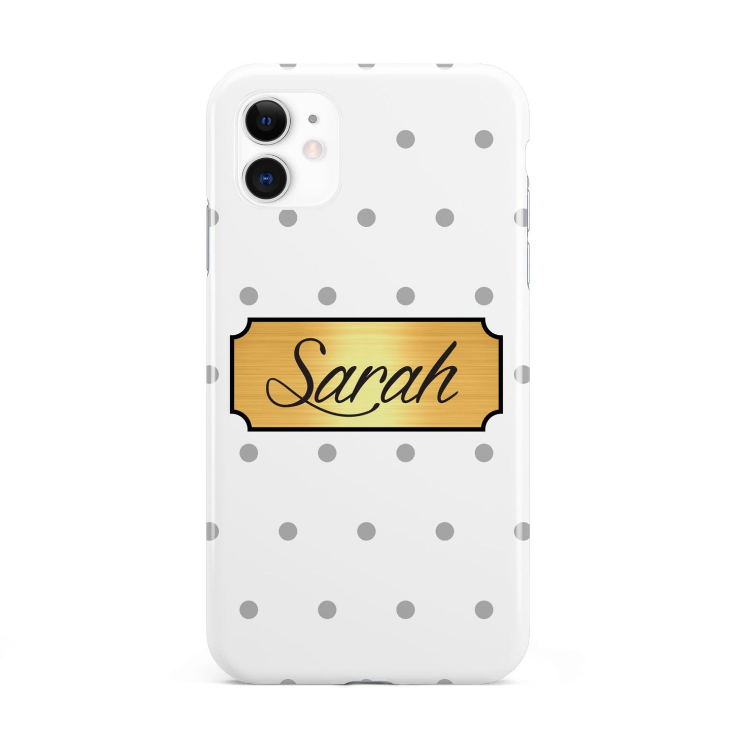 Personalised Grey Dots Gold With Name iPhone 11 3D Tough Case