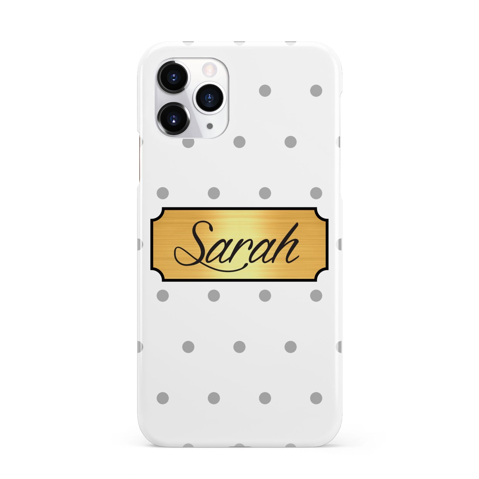 Personalised Grey Dots Gold With Name iPhone 11 Pro 3D Snap Case
