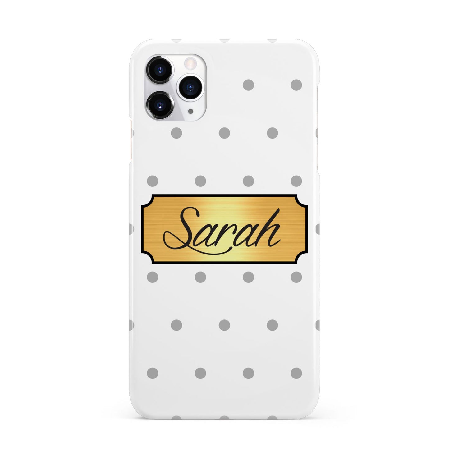 Personalised Grey Dots Gold With Name iPhone 11 Pro Max 3D Snap Case