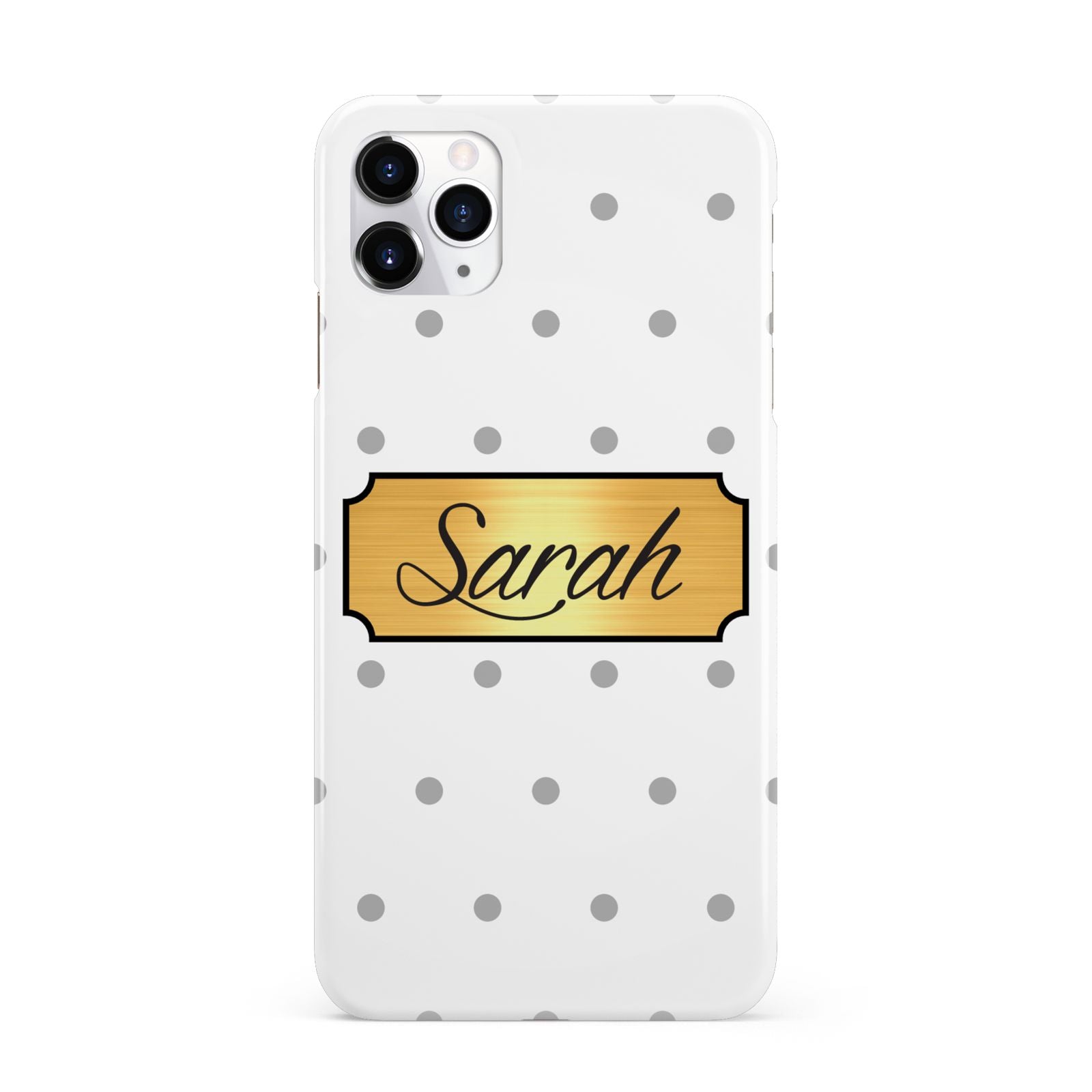 Personalised Grey Dots Gold With Name iPhone 11 Pro Max 3D Snap Case