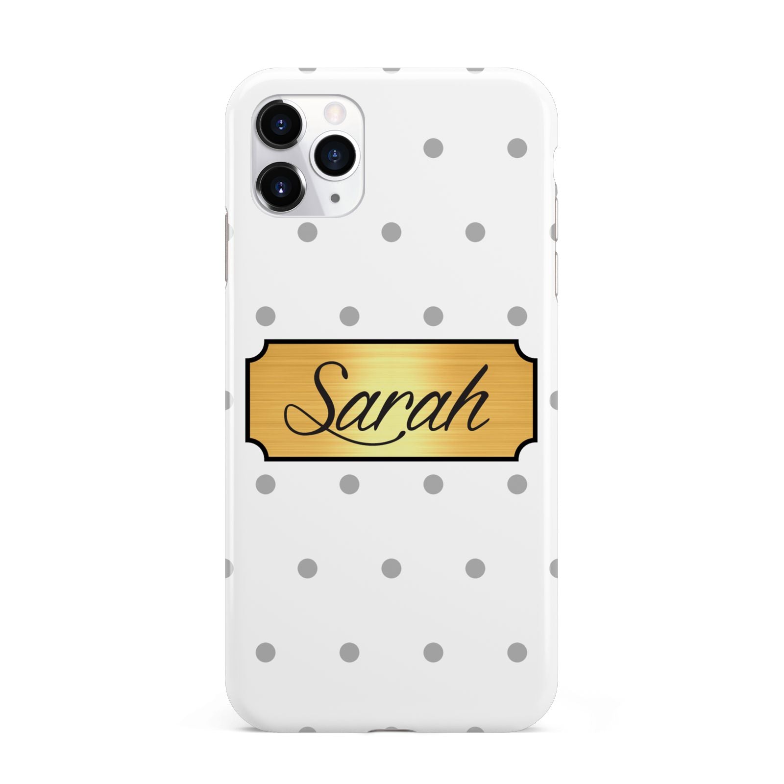 Personalised Grey Dots Gold With Name iPhone 11 Pro Max 3D Tough Case