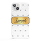 Personalised Grey Dots Gold With Name iPhone 13 Full Wrap 3D Snap Case