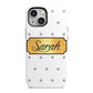 Personalised Grey Dots Gold With Name iPhone 13 Mini Full Wrap 3D Tough Case
