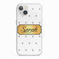 Personalised Grey Dots Gold With Name iPhone 13 TPU Impact Case with White Edges