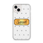 Personalised Grey Dots Gold With Name iPhone 14 Plus Clear Tough Case Starlight