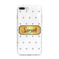 Personalised Grey Dots Gold With Name iPhone 7 Plus Bumper Case on Silver iPhone