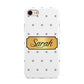 Personalised Grey Dots Gold With Name iPhone 8 3D Tough Case on Gold Phone