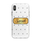 Personalised Grey Dots Gold With Name iPhone X Bumper Case on Silver iPhone Alternative Image 1