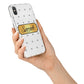 Personalised Grey Dots Gold With Name iPhone X Bumper Case on Silver iPhone Alternative Image 2