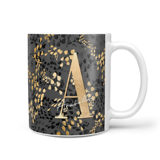 Personalised Grey Gold Cheetah 10oz Mug