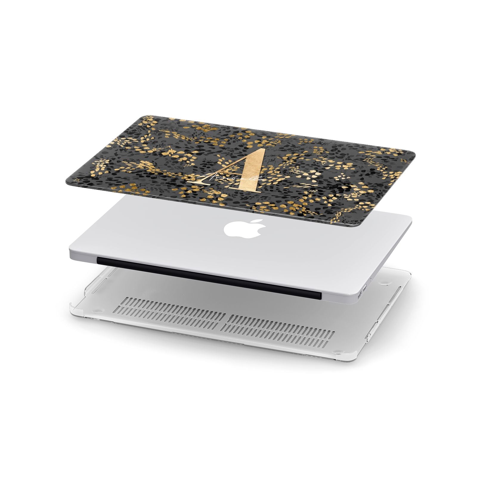 Personalised Grey Gold Cheetah Apple MacBook Case in Detail