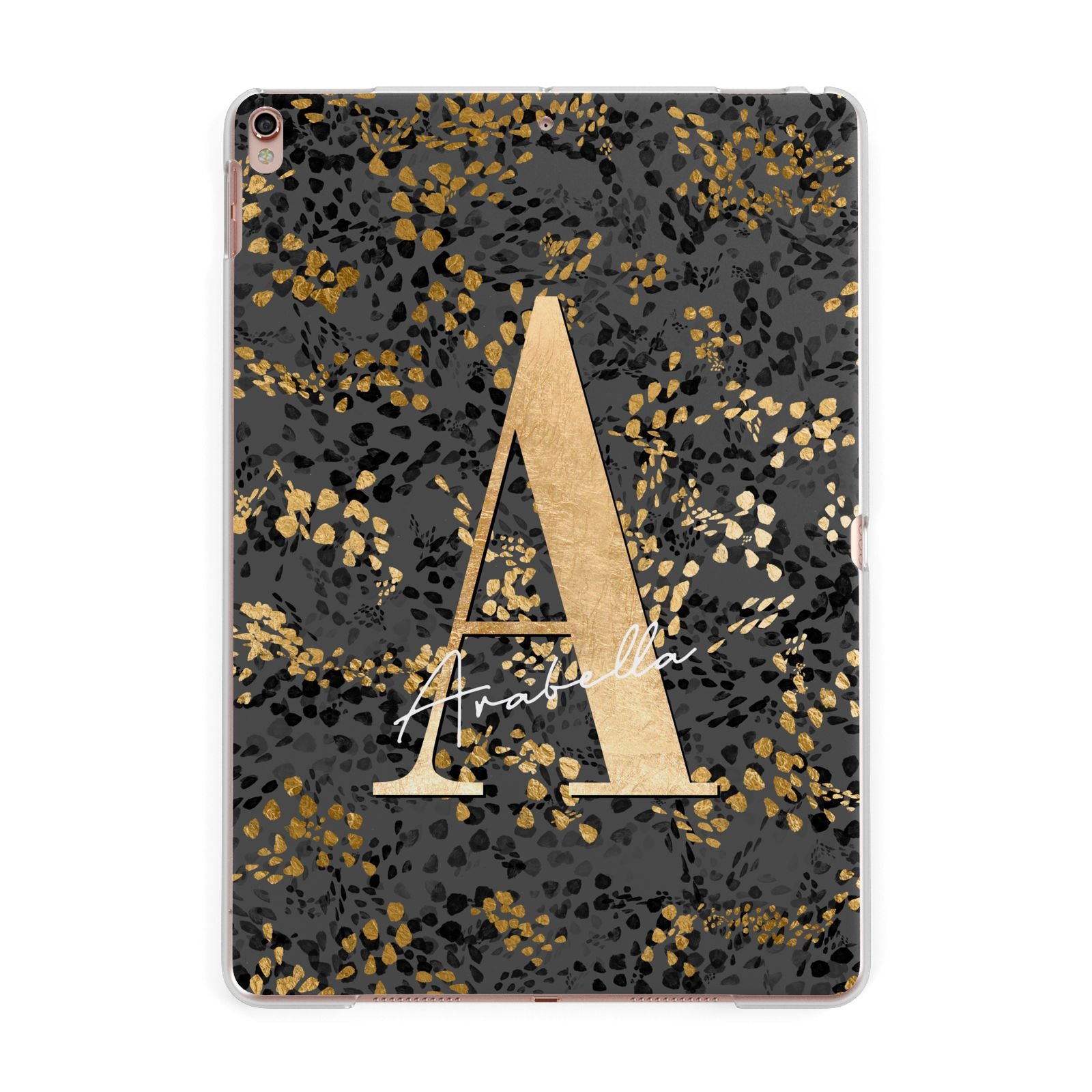 Personalised Grey Gold Cheetah Apple iPad Rose Gold Case
