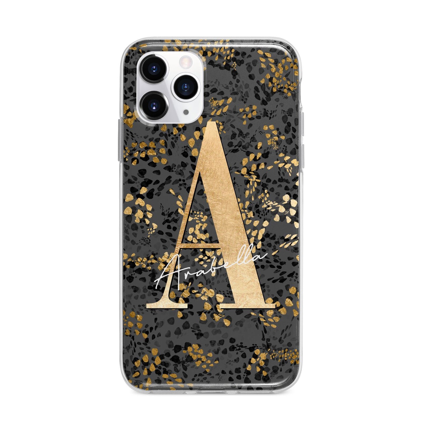 Personalised Grey Gold Cheetah Apple iPhone 11 Pro in Silver with Bumper Case