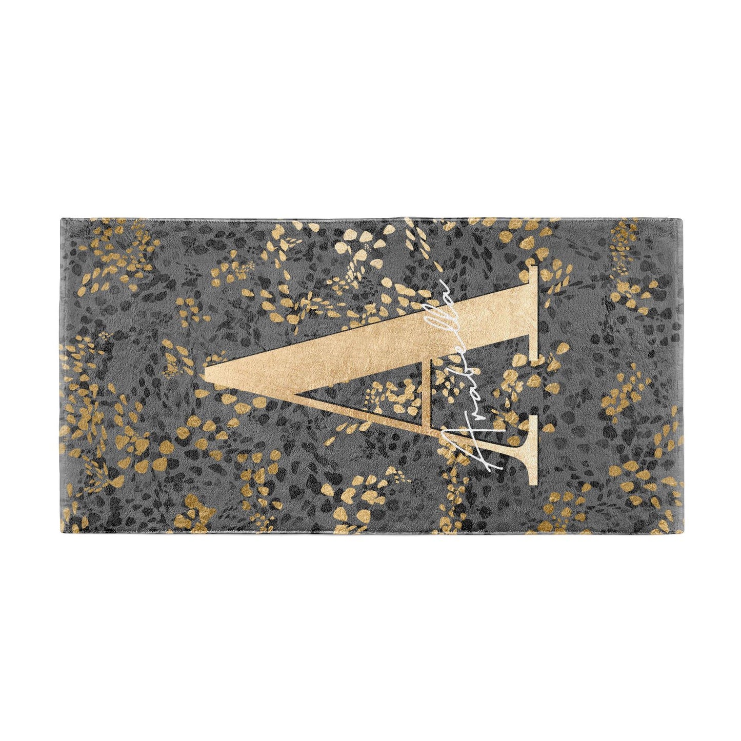 Personalised Grey Gold Cheetah Beach Towel Alternative Image