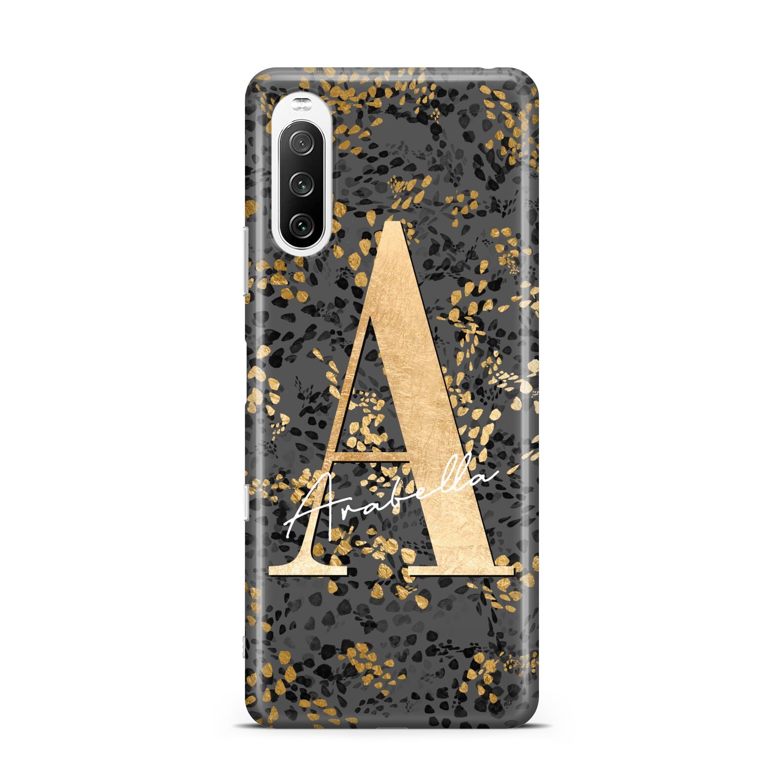 Personalised Grey Gold Cheetah Sony Xperia 10 III Case