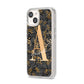 Personalised Grey Gold Cheetah iPhone 14 Clear Tough Case Starlight Angled Image