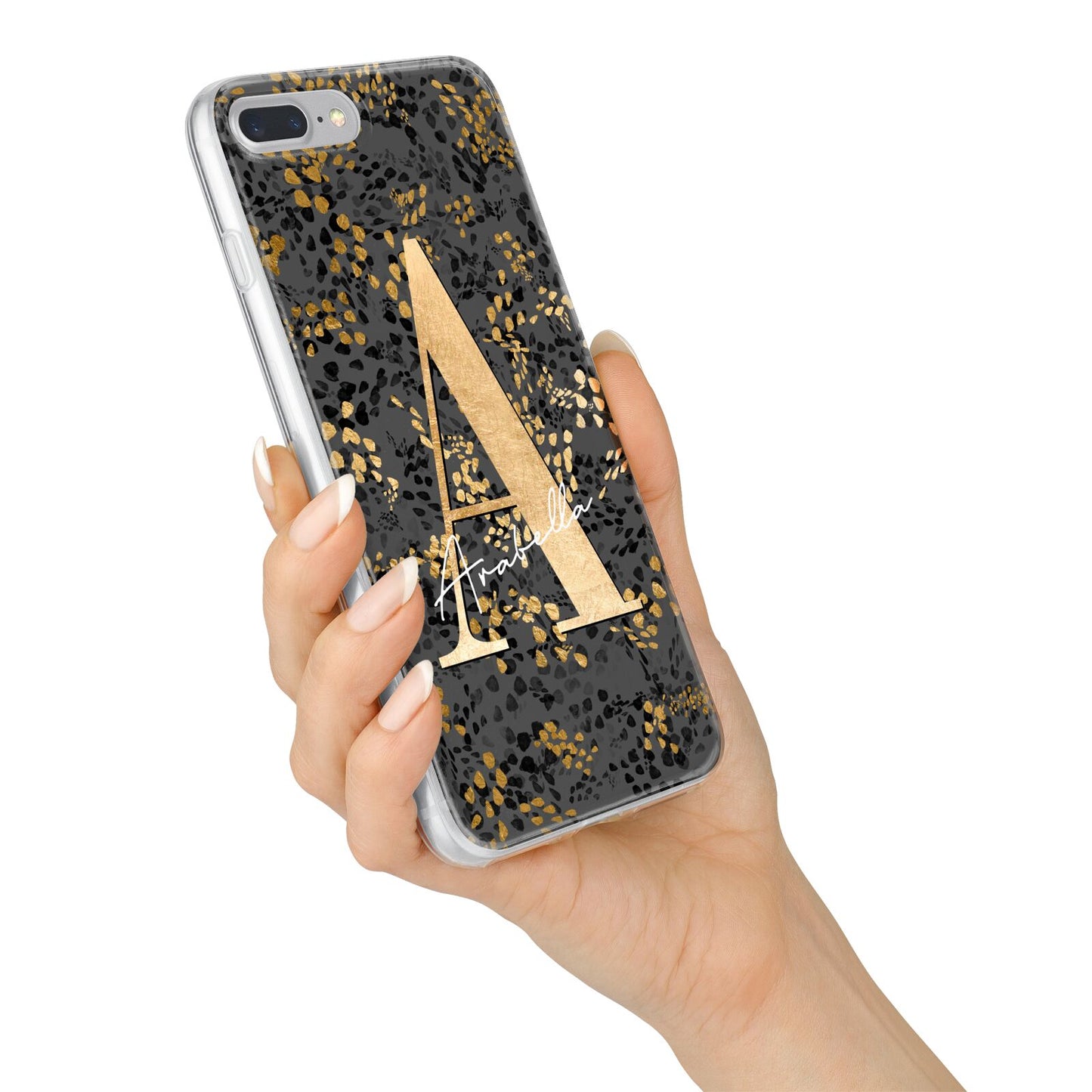 Personalised Grey Gold Cheetah iPhone 7 Plus Bumper Case on Silver iPhone Alternative Image