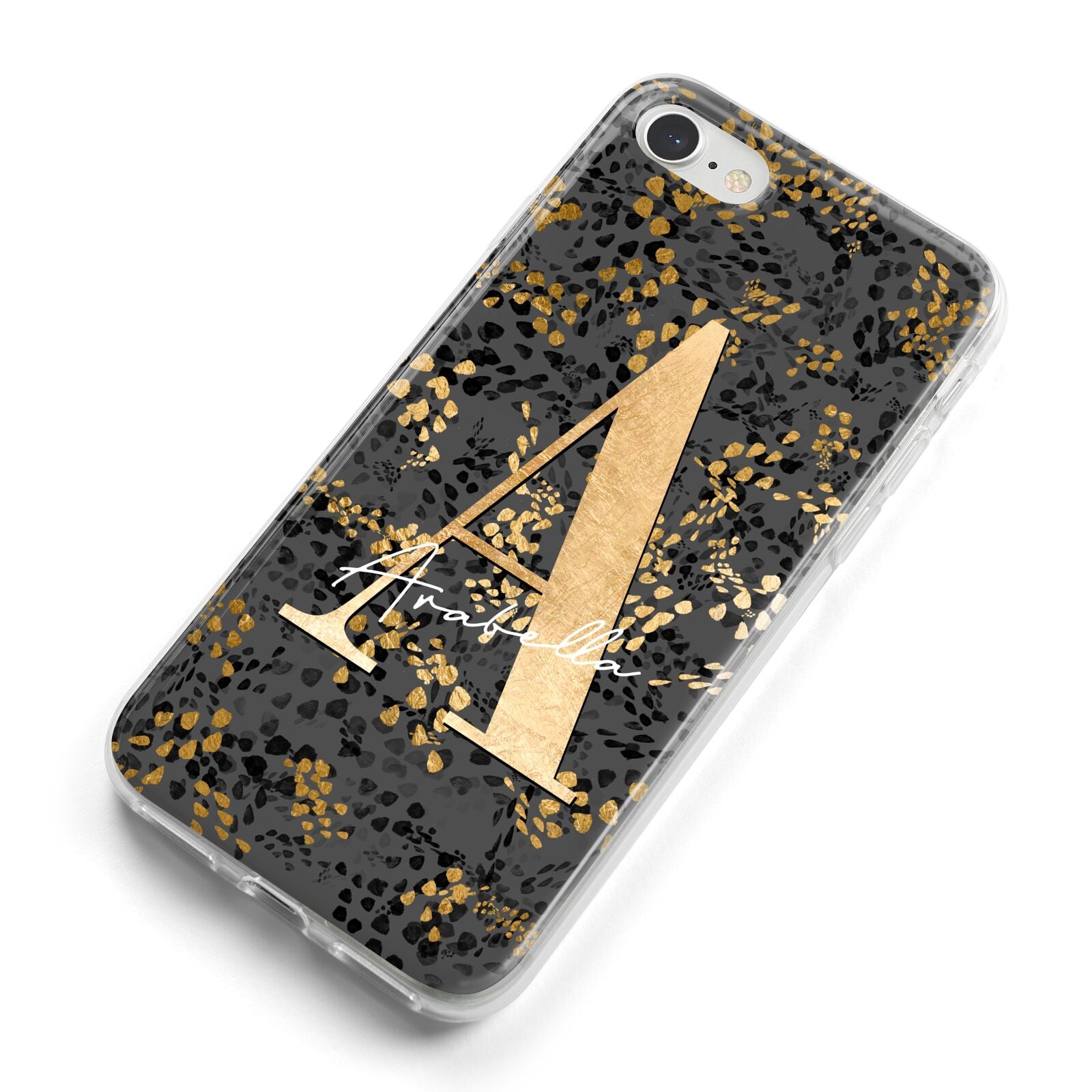 Personalised Grey Gold Cheetah iPhone 8 Bumper Case on Silver iPhone Alternative Image