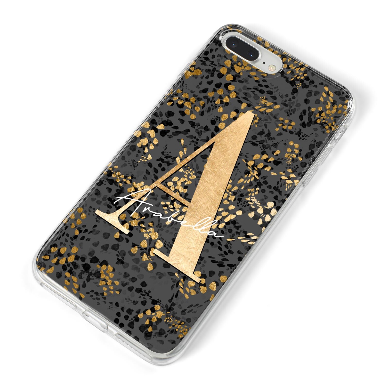 Personalised Grey Gold Cheetah iPhone 8 Plus Bumper Case on Silver iPhone Alternative Image