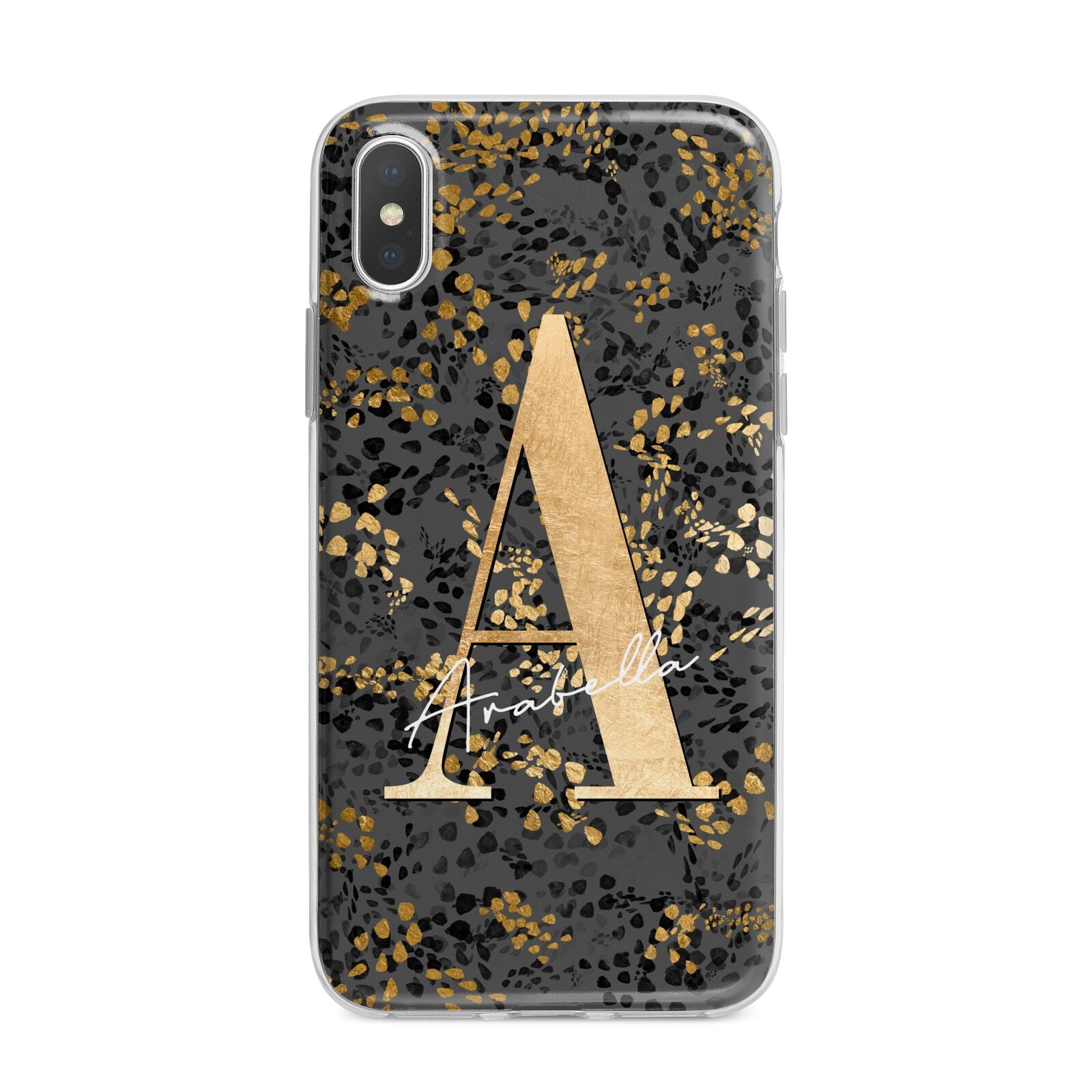 Personalised Grey Gold Cheetah iPhone X Bumper Case on Silver iPhone Alternative Image 1
