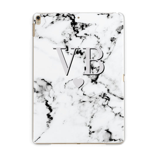 Personalised Grey Initialed Marble Heart Apple iPad Gold Case