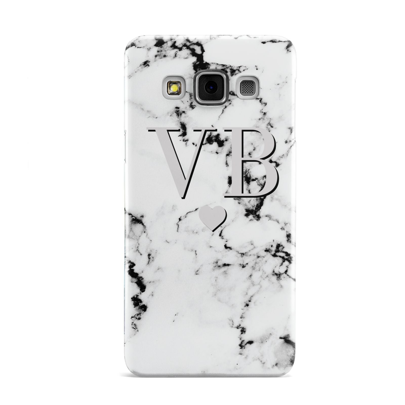Personalised Grey Initialed Marble Heart Samsung Galaxy A3 Case