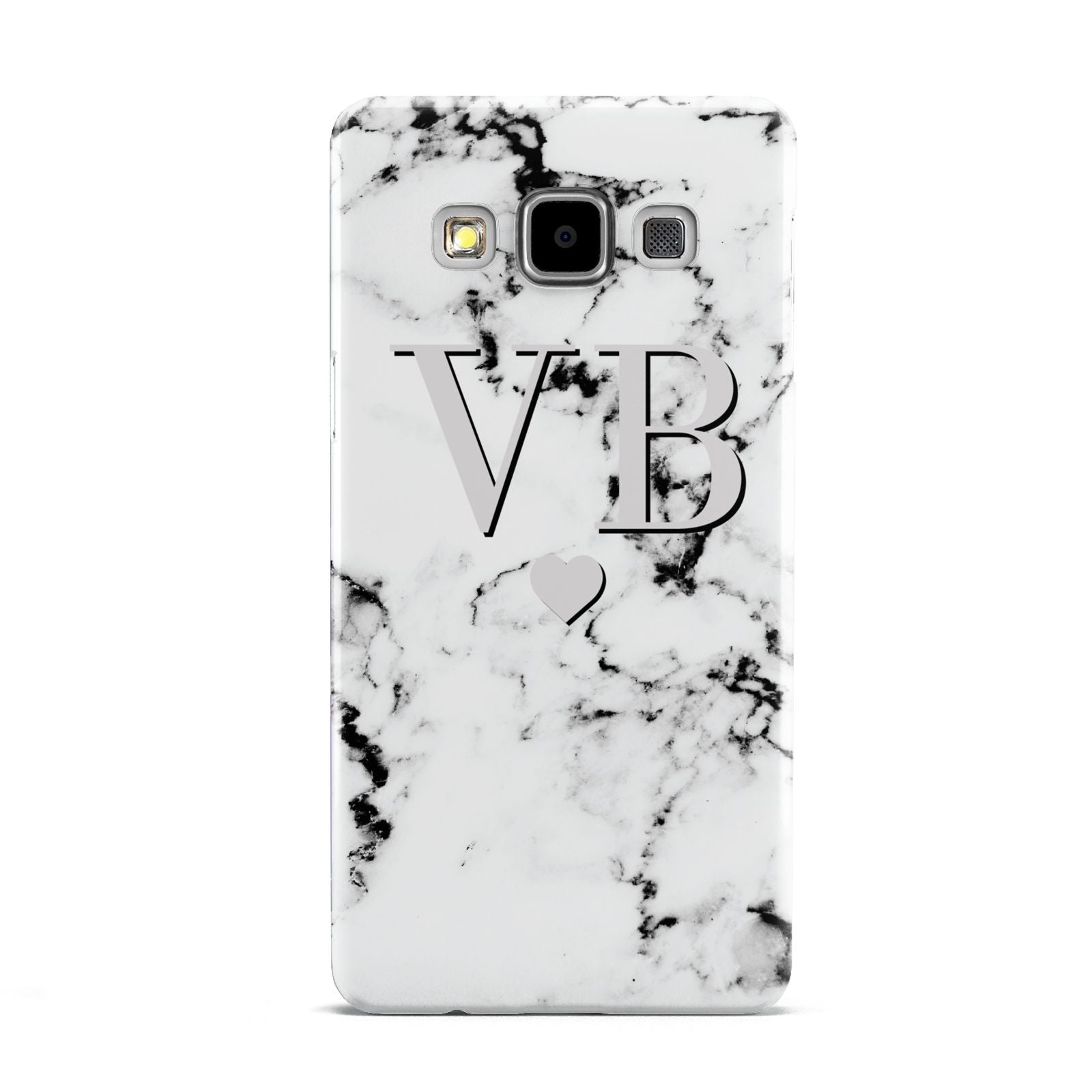 Personalised Grey Initialed Marble Heart Samsung Galaxy A5 Case