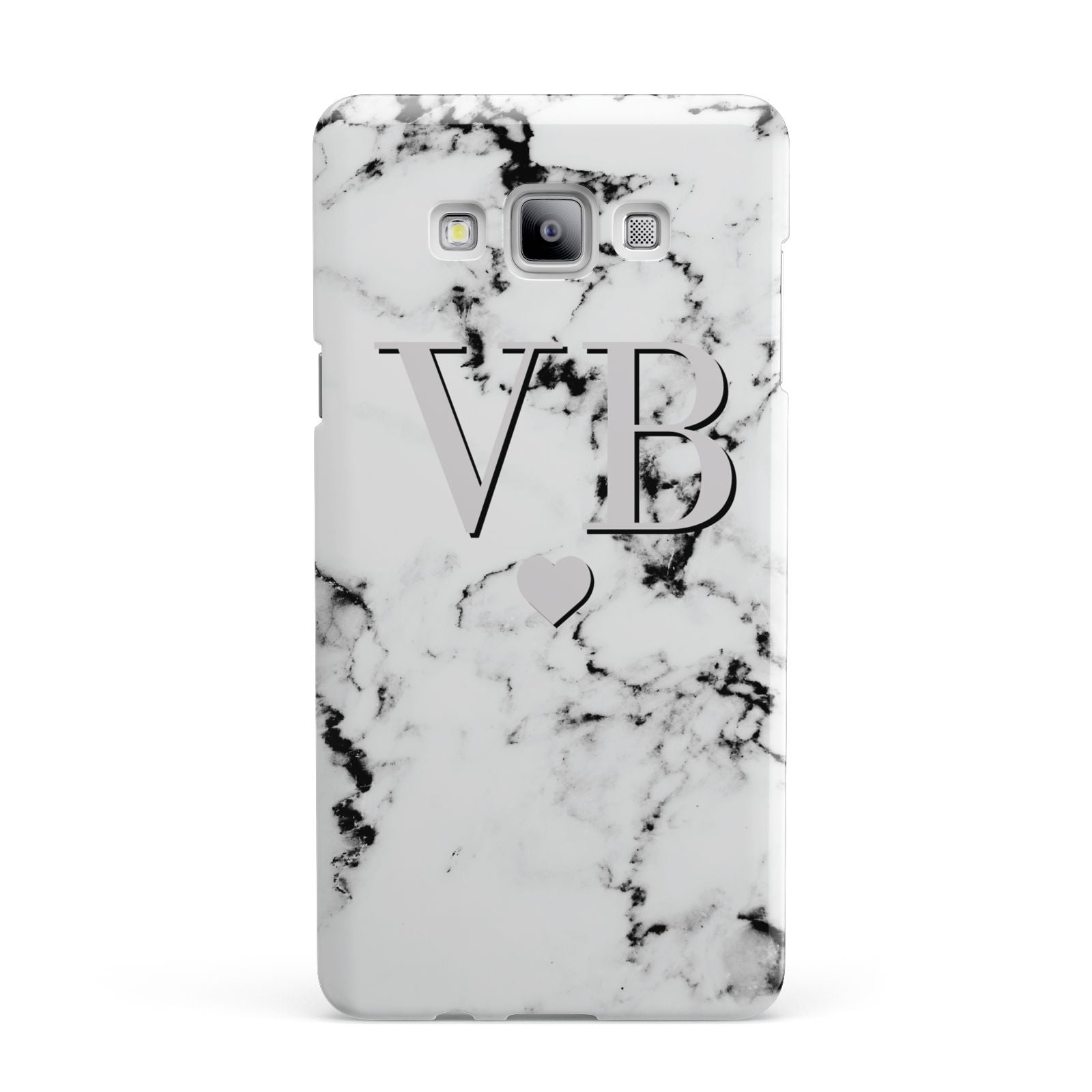 Personalised Grey Initialed Marble Heart Samsung Galaxy A7 2015 Case