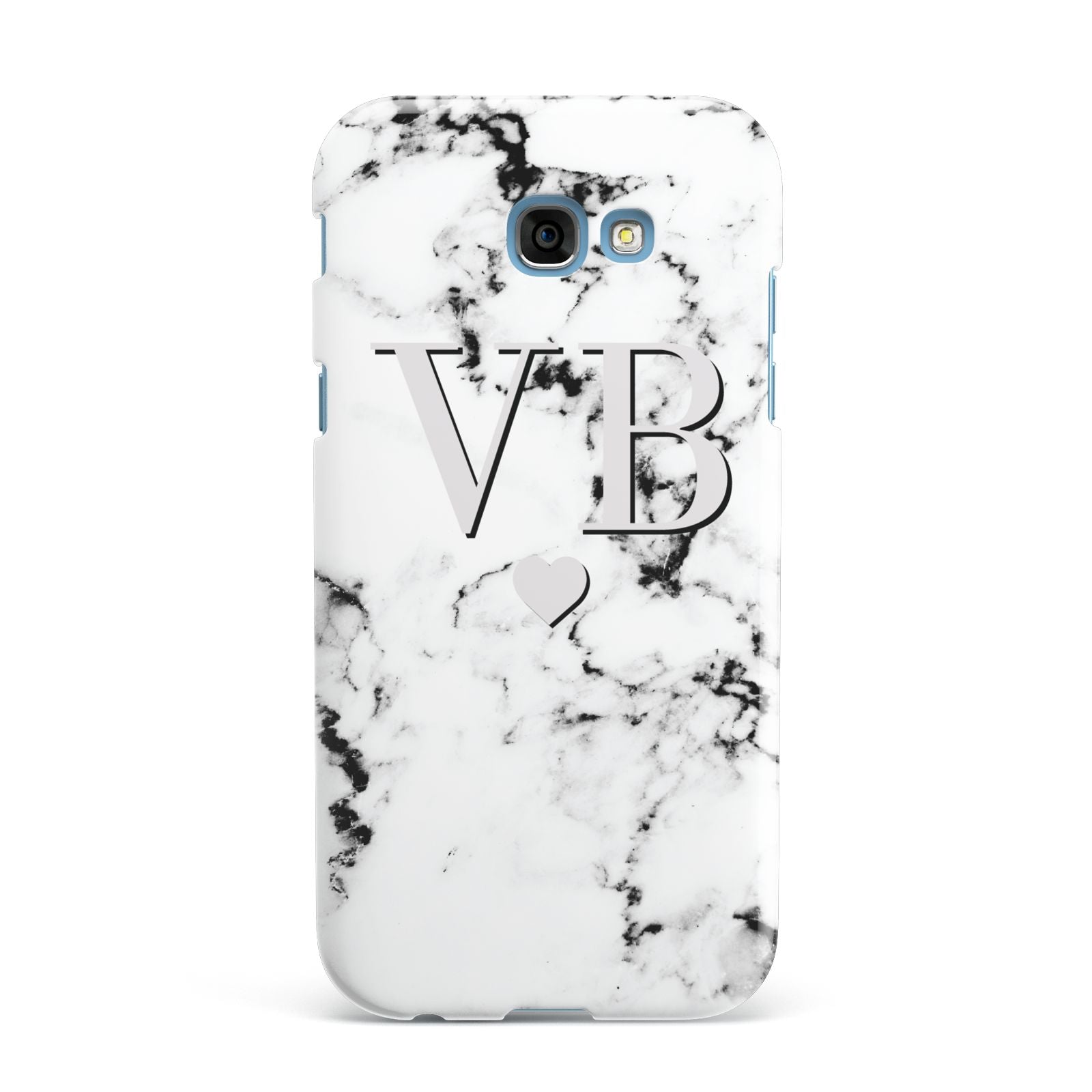 Personalised Grey Initialed Marble Heart Samsung Galaxy A7 2017 Case