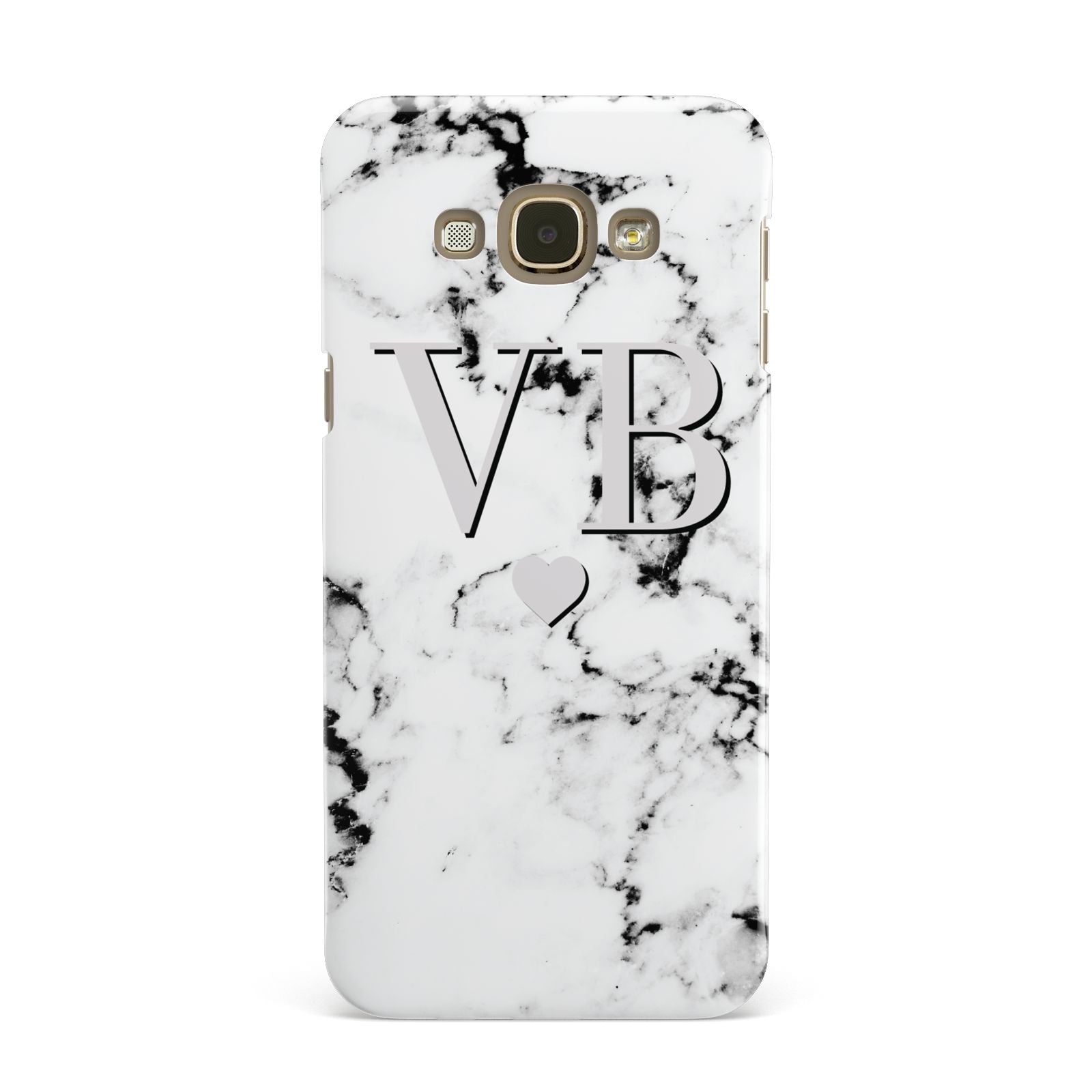 Personalised Grey Initialed Marble Heart Samsung Galaxy A8 Case
