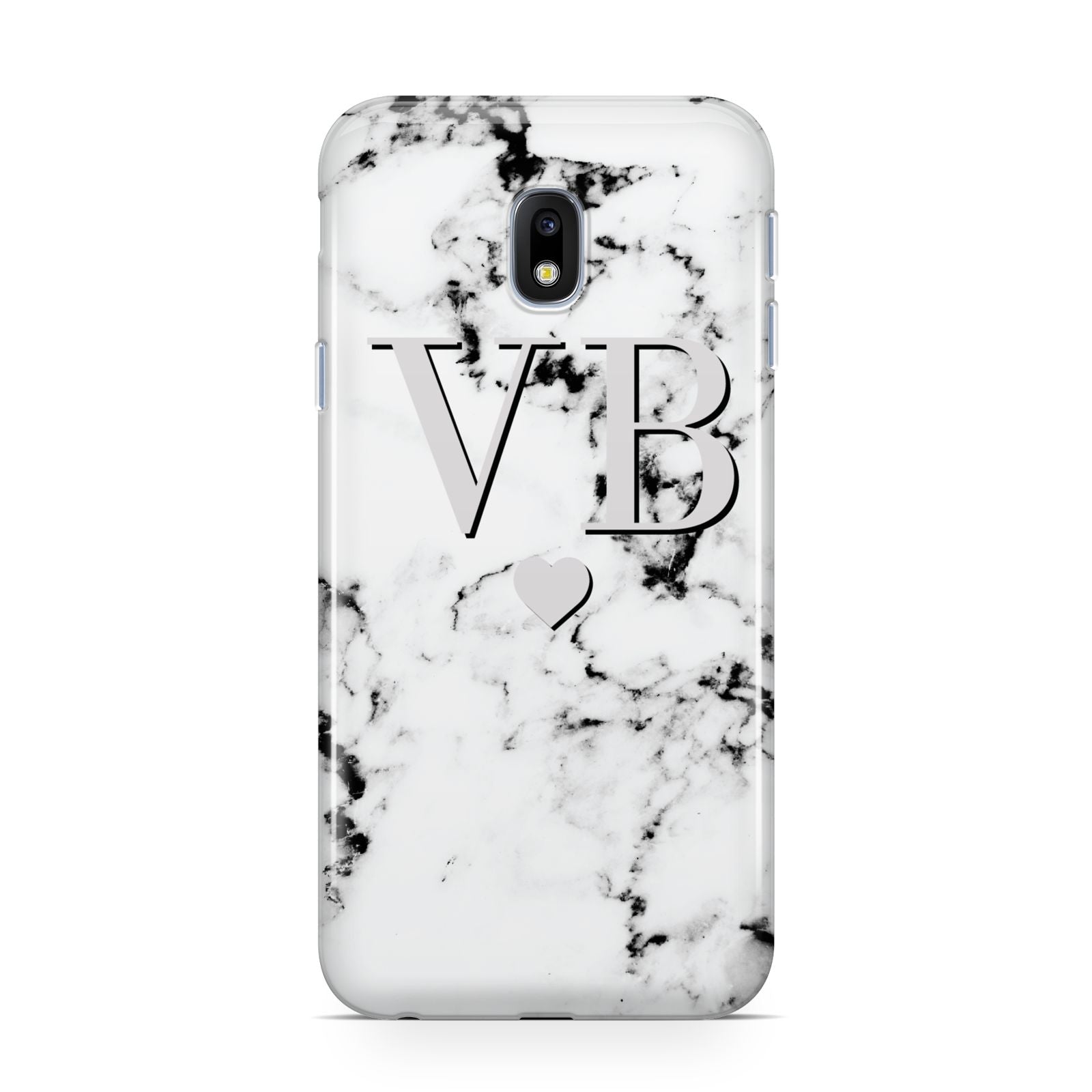 Personalised Grey Initialed Marble Heart Samsung Galaxy J3 2017 Case