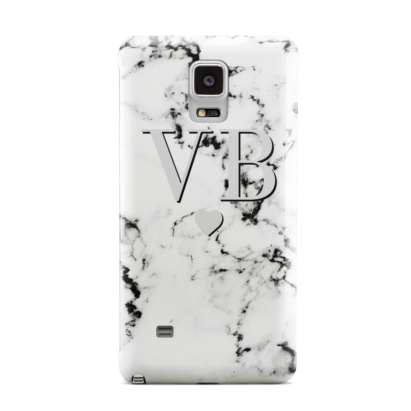 Personalised Grey Initialed Marble Heart Samsung Galaxy Note 4 Case
