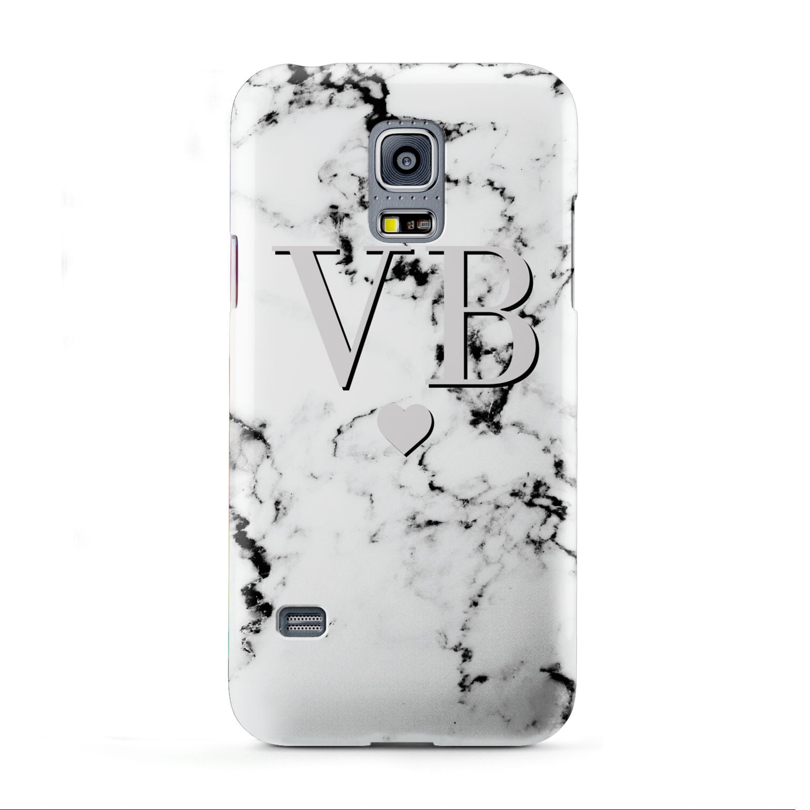Personalised Grey Initialed Marble Heart Samsung Galaxy S5 Mini Case