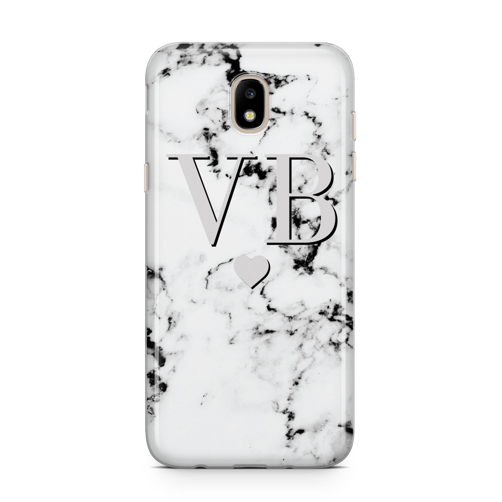 Personalised Grey Initialed Marble Heart Samsung J5 2017 Case