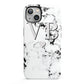 Personalised Grey Initialed Marble Heart iPhone 13 Full Wrap 3D Tough Case